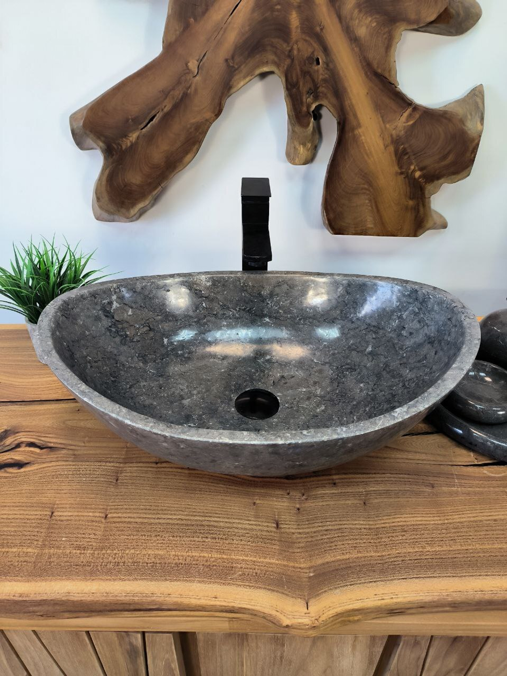 Раковина из мрамора Oval Grey OM-65715  (55*38*19) из натурального камня