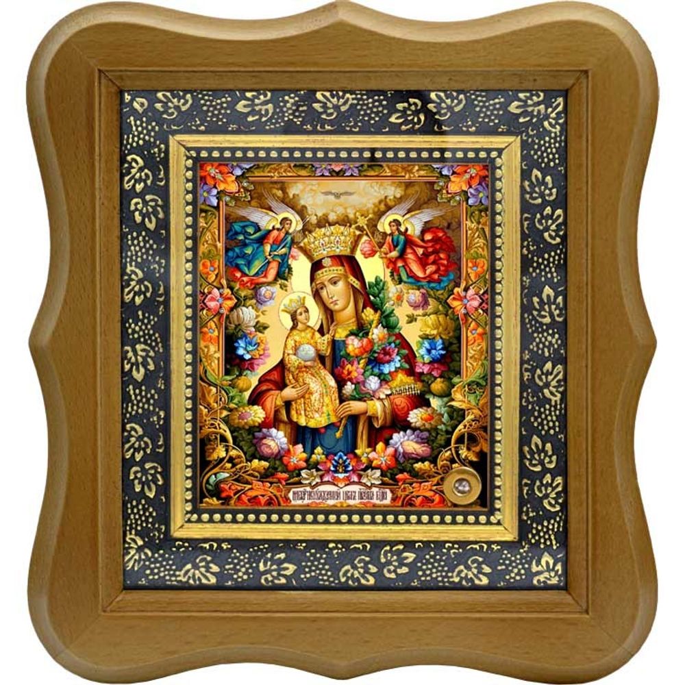 Благоуханный цвет. Икона Божьей Матери на холсте с мощевиком.