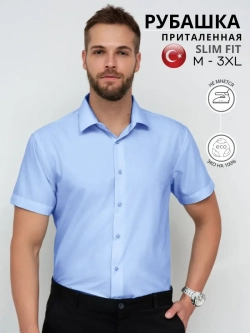 Рубашка приталенная с коротким рукавом