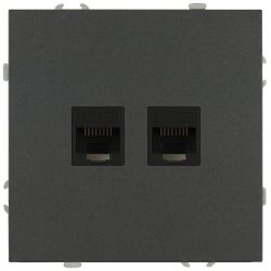 Розетка ЭРА Galaxy 15-3108-06 информационная двойная 2XRJ45 IP20 графит | Эра Galaxy
