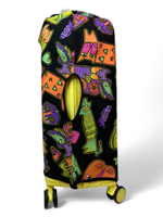 Чехол на чемодан 24", цвет чёрный/разноцветный, Коты