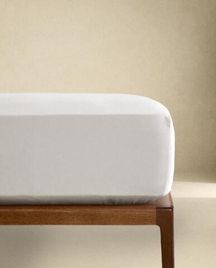 Zara Home - Атласная простыня с эластичной лентой, высота 30 см (вес 300 нитей), серый, 160х200х30 см