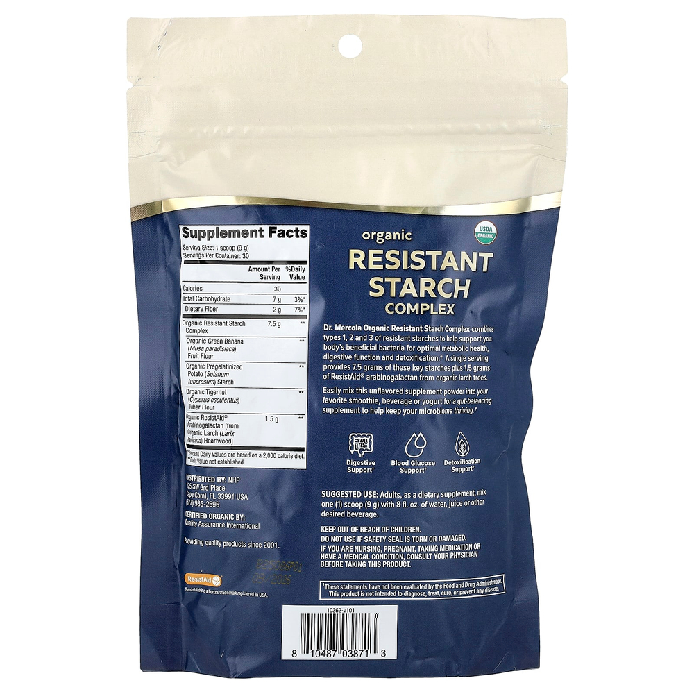 Dr. Mercola, Органический устойчивый крахмал, без добавок, 270 г (9,52 унции)