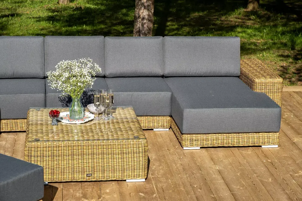 "Капри" трансформирующаяся лаунж-зона из искусственного ротанга, цвет соломенный