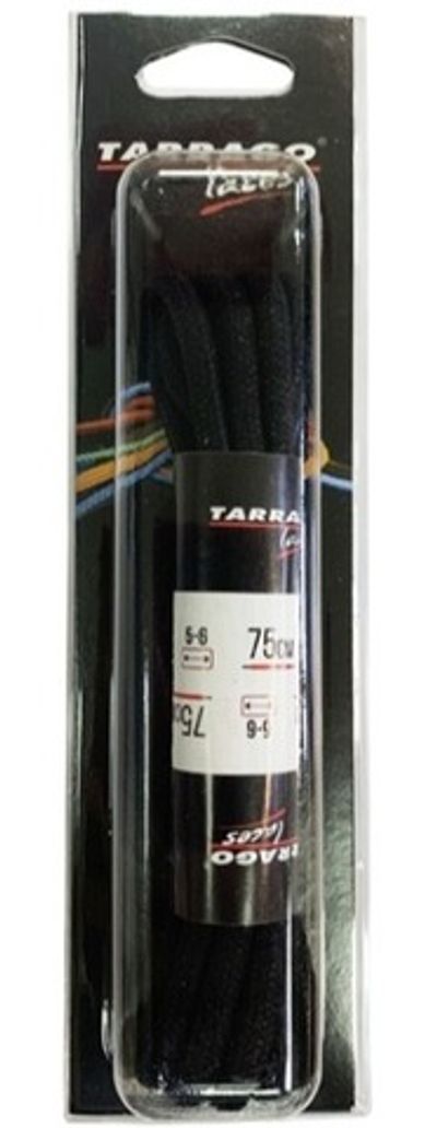 Шнурки TARRAGO, 75 см, круглые толстые, х/б с пропиткой, черные