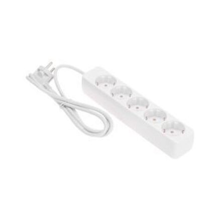 Удлинитель 5 гнезд, 1,5м, 3х0,75мм², с/з, белый PROconnect