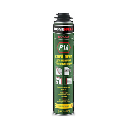 Клей-пена для монтажа теплоизоляционных плит полиуретановый профессиональный всесезон. DONEWELL P14