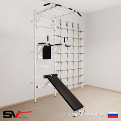 Шведская стенка Sv Sport усиленная 6240 (Турник рукоход/Брусья/Скамья/Канатный лаз)