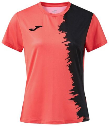 Женская теннисная футболка Joma Picasho Short Sleeve - fluor coral/black