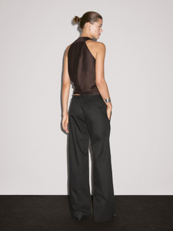 Massimo Dutti Брюки прямого кроя из 100% хлопка со средней посадкой, черный