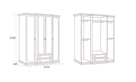 ЛУИДЖИ Шкаф для одежды 4-х дв.