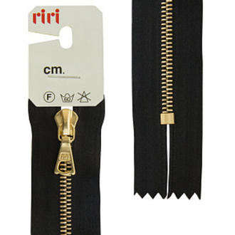 Молния металл, Gold, неразъёмная, на атласной тесьме, 4 мм, 18 см, цвет 2110, черный, треугольный бегунок