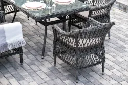 "Амароне" обеденная группа из искусственного ротанга на 6 персон, цвет графит