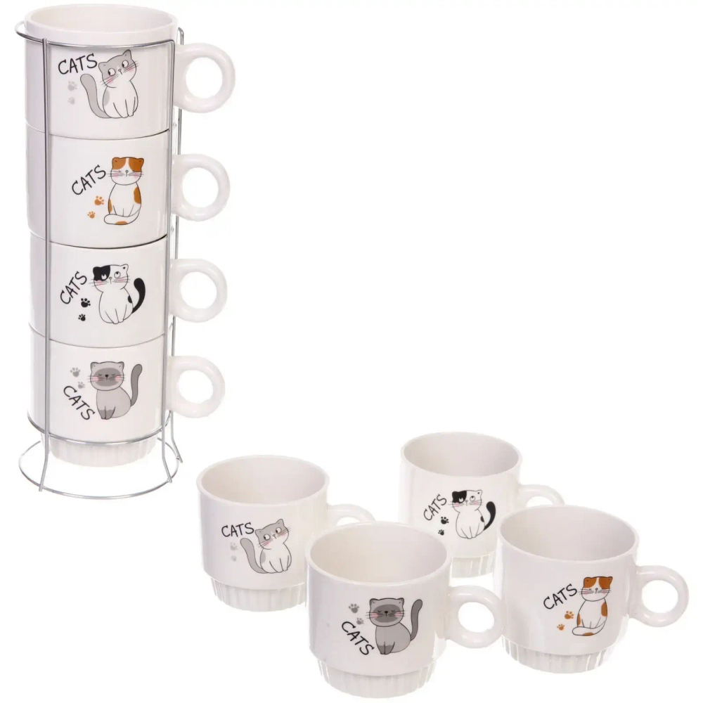 Набор кружек на стойке 280мл «Котики»