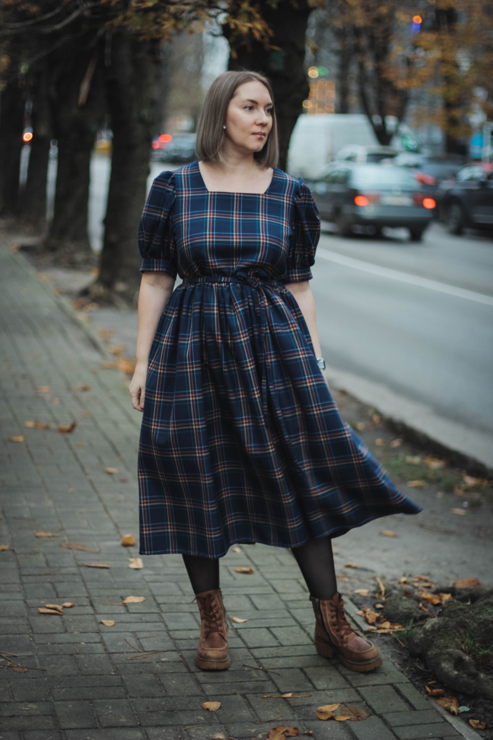 Платье в клетку из шерсти