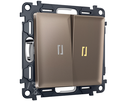 MA634050 Комплект механизма 2-кл выключателя с самовозвратом с подсветкой 3200K ALFA Темная бронза матовый QUANT (AP6340, VM129, G11Y)
