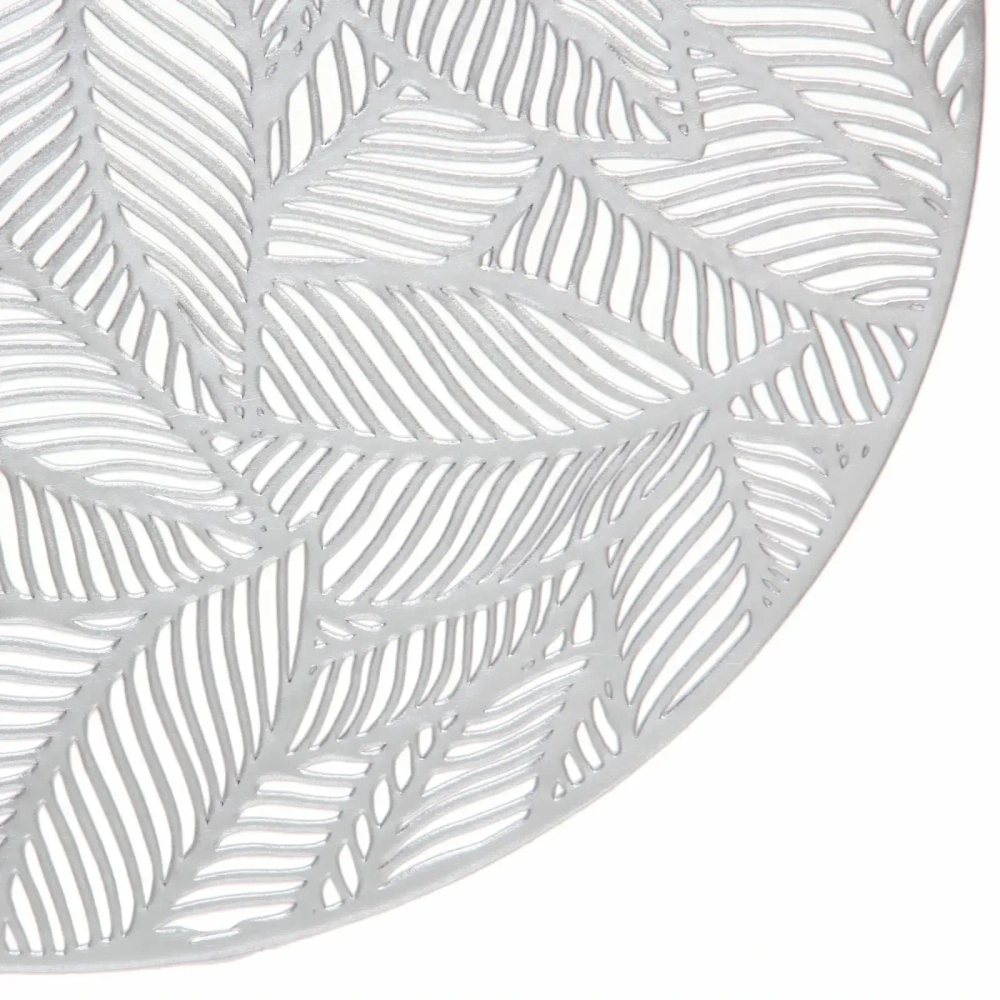 Салфетка плетеная 38см «Листья» серебро