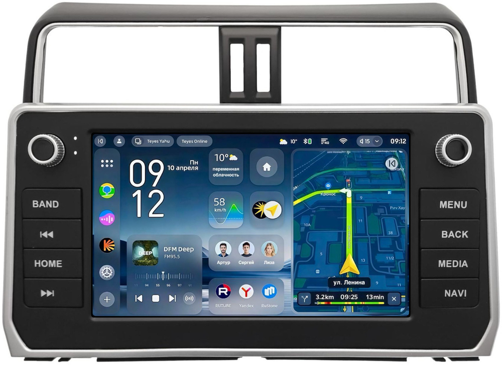 Магнитола Toyota Land Cruiser Prado 150 2017-2023 (рамка с кнопками и крутилками) - Teyes CC4-PRO монитор 9.5" 2K QLED на Android 13, Snapdragon 778G, AI, CarPlay, DSP, 4G SIM-слот