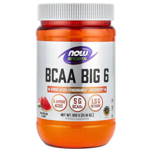 NOW Foods, Sports, BCAA Big 6, арбуз, 600 г (21,16 унции)