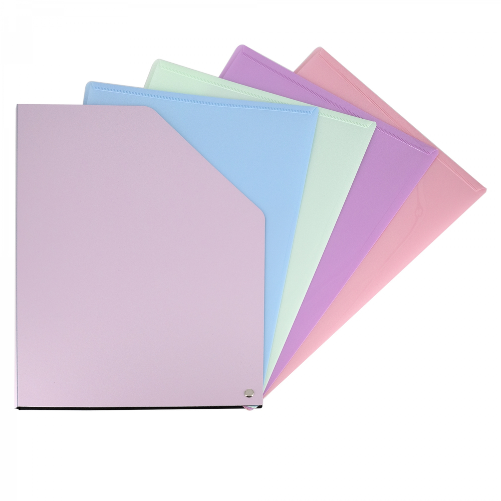 Папка архивная Alingar, A4, 330*250 мм, пластик, 1500 мкм, на резинке с 4 файлами, розовая