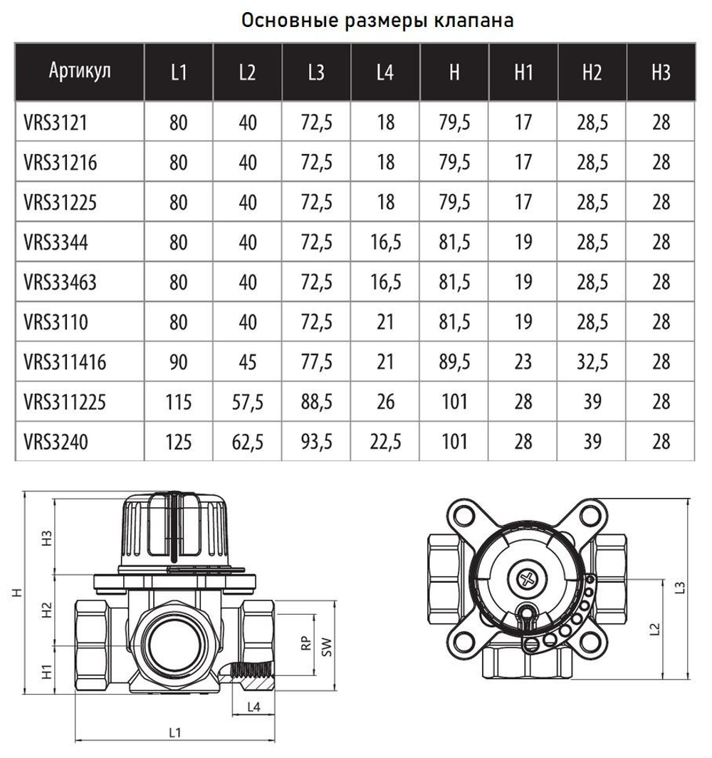 Трехходовой поворотный клапан Wester 2" Kvs 40 ВР, VRS3240 (0-04-2016)