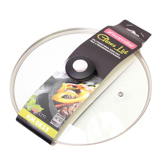 Крышка стеклянная 26 см. универсальная Kamille КМ 0815 с металлическим ободком