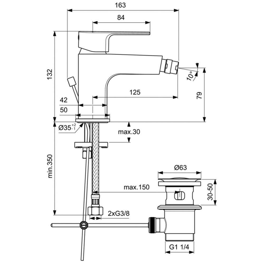 Смеситель Ideal Standard BC691AA для биде