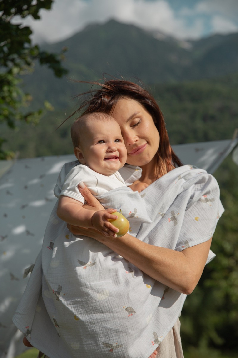 Пелёнки муслиновые BUBA KIDS, 2 шт., Горный орёл/ сливочный, 75х115