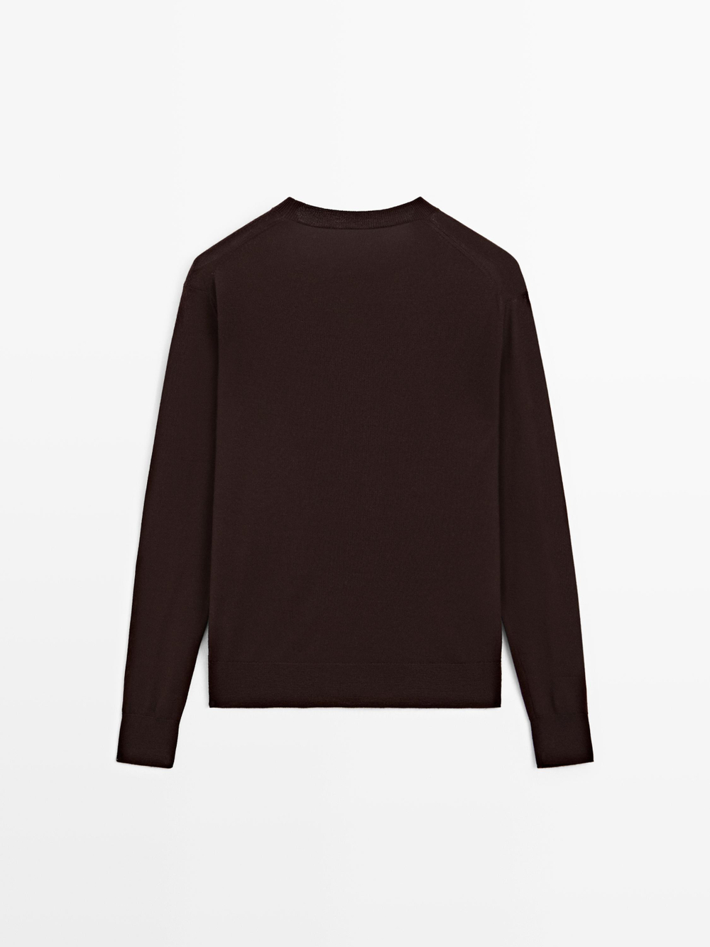 Massimo Dutti Свитер из тонкого трикотажа с круглым вырезом, кофейный