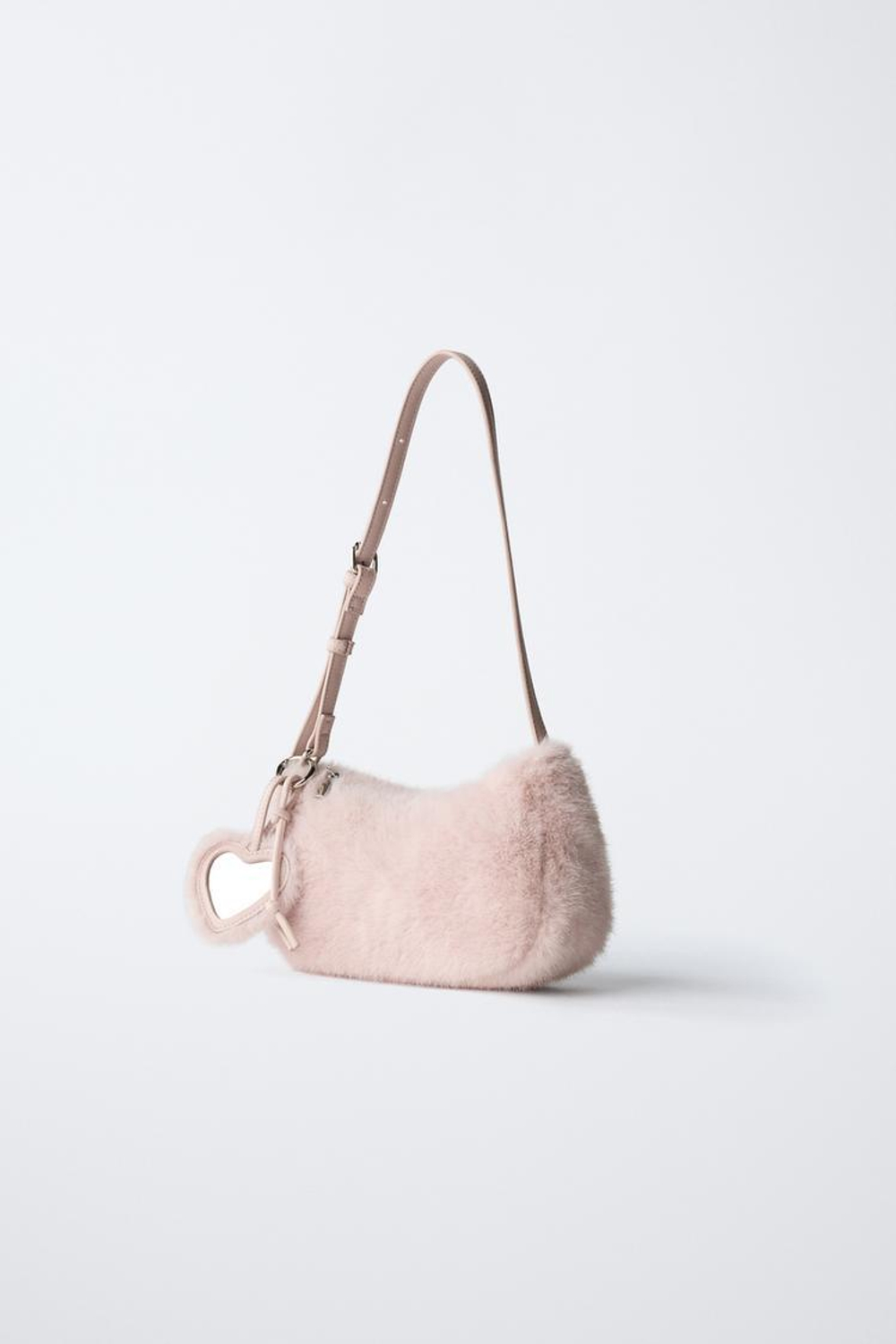 ZARA СУМКА С ПЛЕЧЕВЫМ РЕМНЕМ ИЗ ИСКУССТВЕННОГО МЕХА, РОЗОВЫЙ