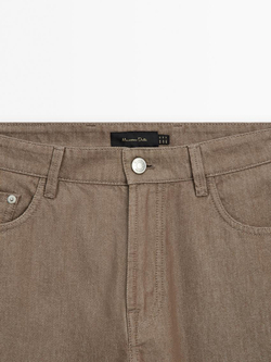 Massimo Dutti Зауженные джинсы из хлопковой джинсовой ткани, норка