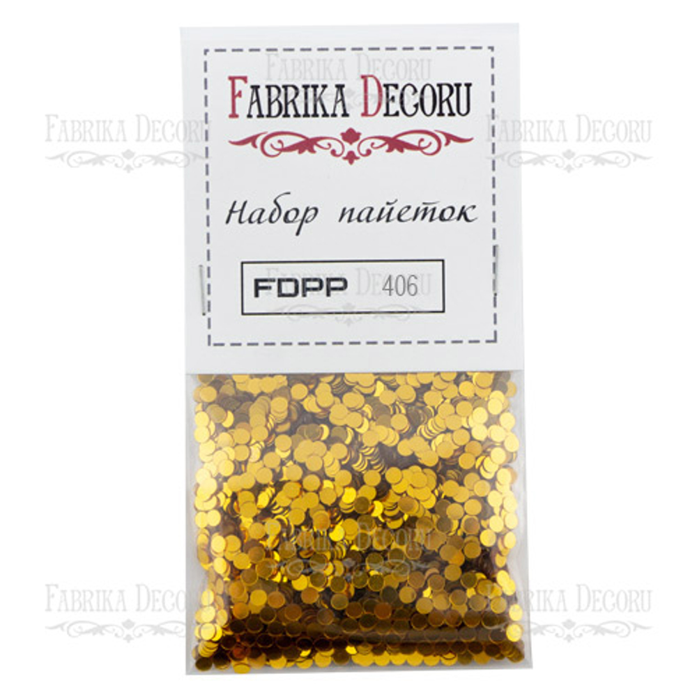 Набор пайеток №406, 4 мм, цвет золото, Fabrika Decoru