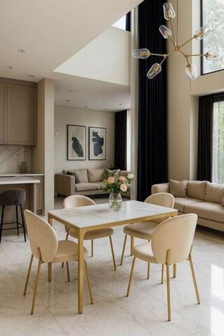 Стол обеденный Ist Casa Камео, 120х80х76 см, белый мрамор (Статуарио)