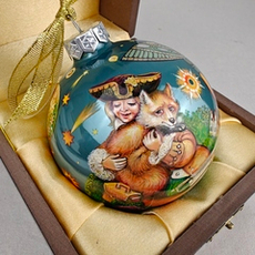 Шар новогодний (круговая роспись Палех) Маленький принц - 4 в футляре