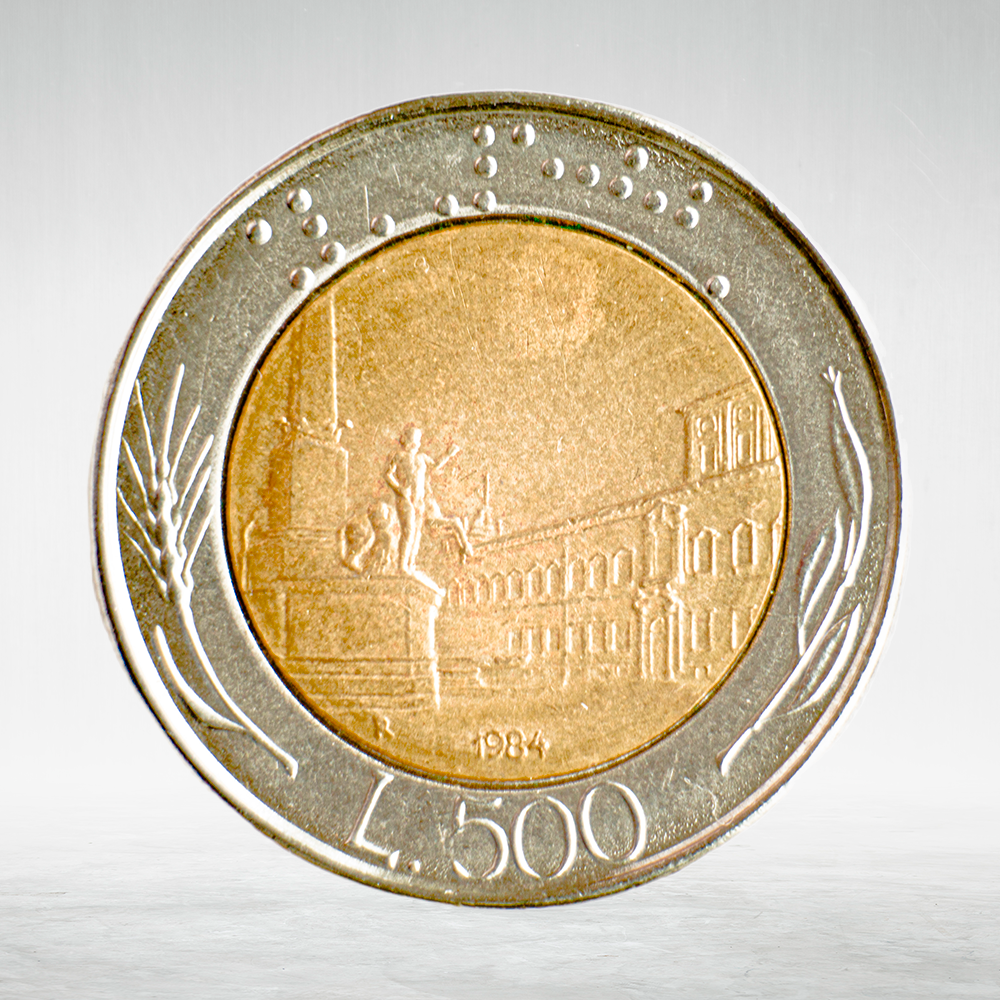 Italy 500 Lire 1984 R "Bimetallic – Head of Italy and Ship", AU