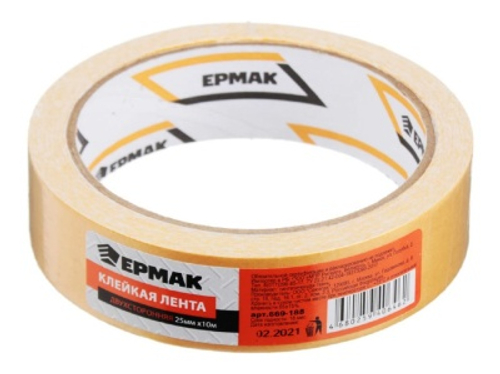 Клейкая лента двухсторонняя 25мм*10м Ермак