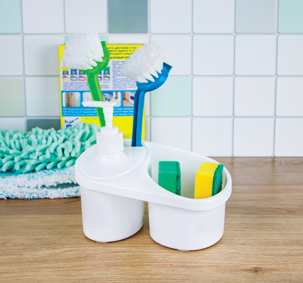 Подставка для моющих средств с дозатором для жидкого мыла 250 мл М1149