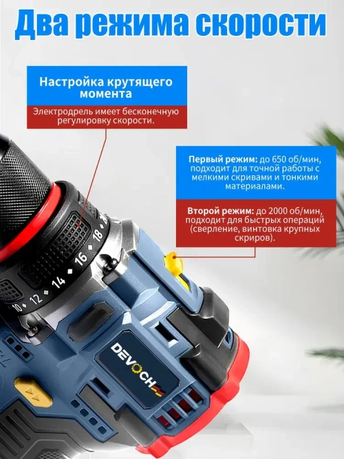 Дрель шуруповерт аккумуляторная16.8B,2АКБ,2Ач