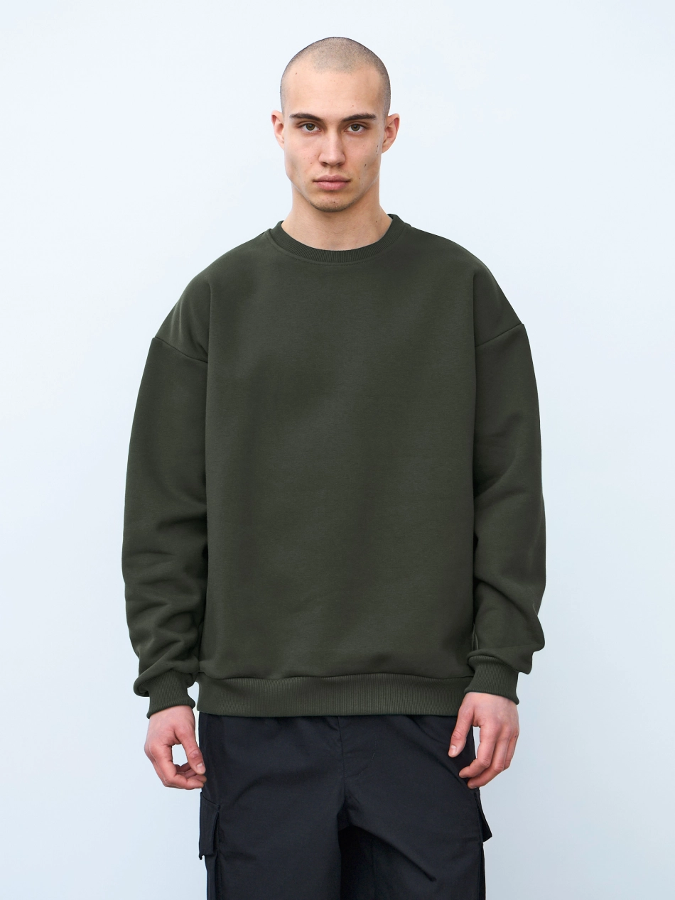 Свитшот оверсайз, с начесом (хаки)