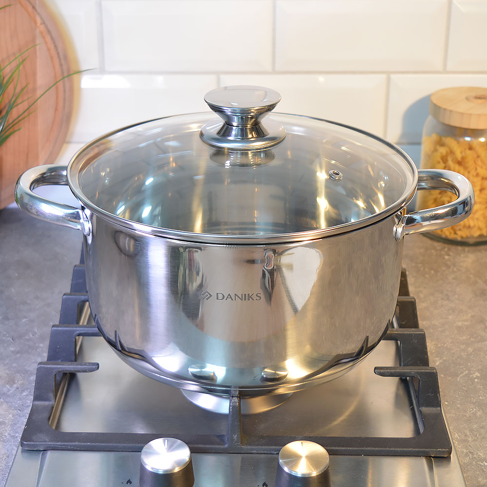 Кастрюля 5,4л нерж, индукция, "Daniks" Оптима GS-01201-24CA