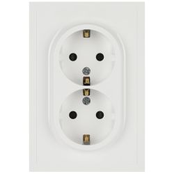 Розетка ЭРА Galaxy 15-2104-01 с заземлением двойная 2X2P+E Schuko 16А-250В IP20 белый | Эра Galaxy
