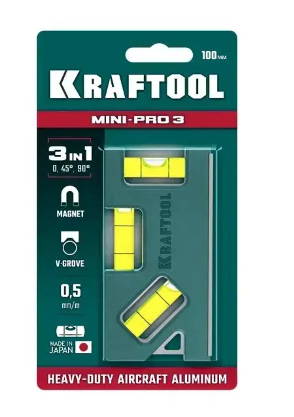 Магнитный компактный уровень 100 мм. KRAFTOOL 34861-010
