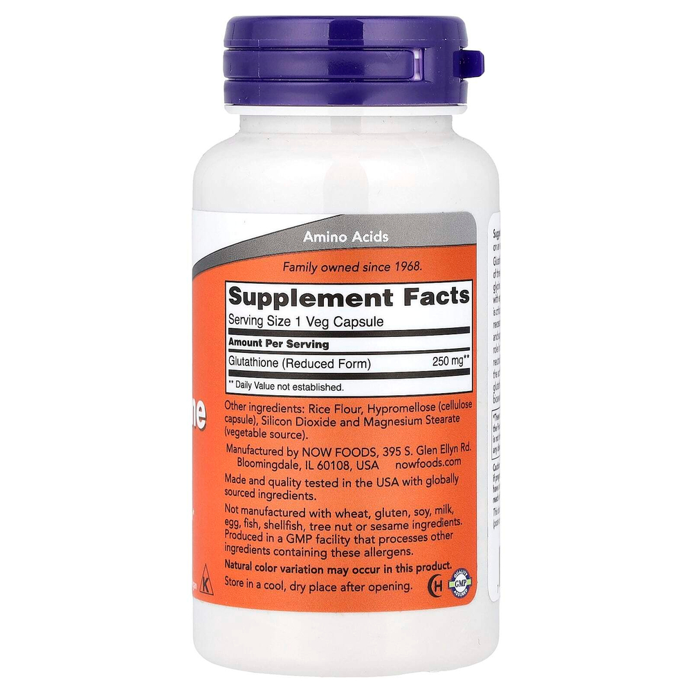 NOW Foods, глутатион, 250 мг, 120 растительных капсул