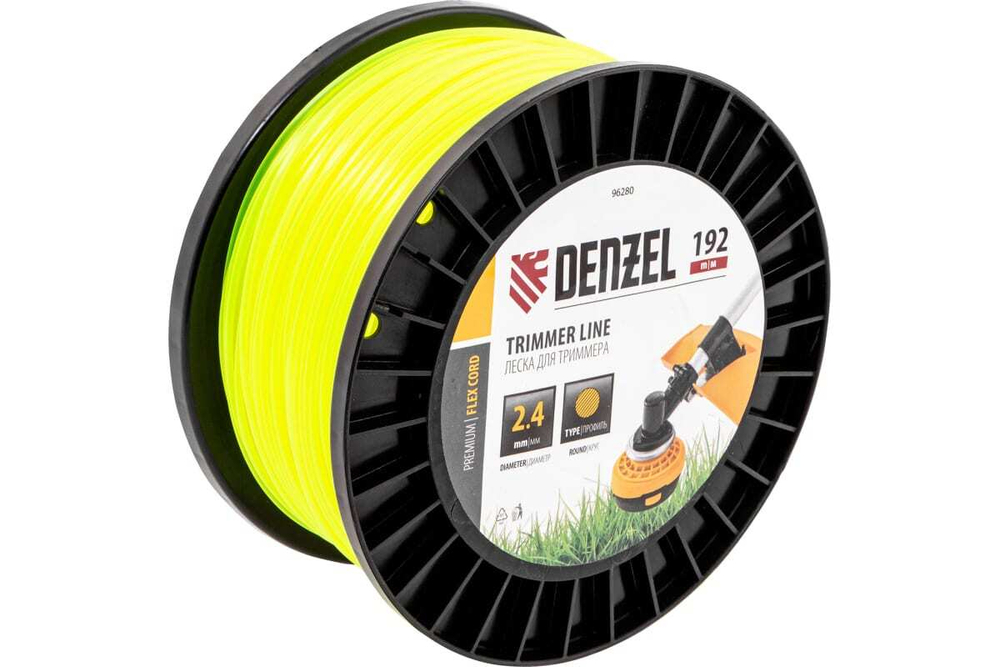 Леска FLEX CORD круглая 2.4 мм, 192 м, на DIN катушке для триммера Denzel 96280