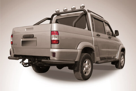Защита заднего бампера UAZ Pickup (2014-2023) d76 уголки черная
