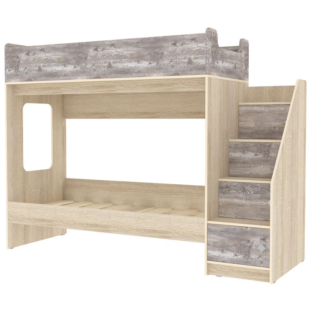 Двухъярусная кровать КарИВи Л-Д602.3 75х190 Дуб Сонома Бетон