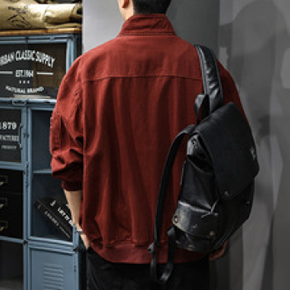 Хлопковая рабочая куртка с воротником-стойкой, мужская ретро-вышитая американская повседневная охотничья свободная куртка,Осень-зима