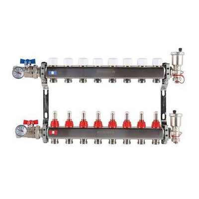 Коллекторная группа для теплого пола ROMMER RMS1210 - 1" на 8 контуров 3/4" EK