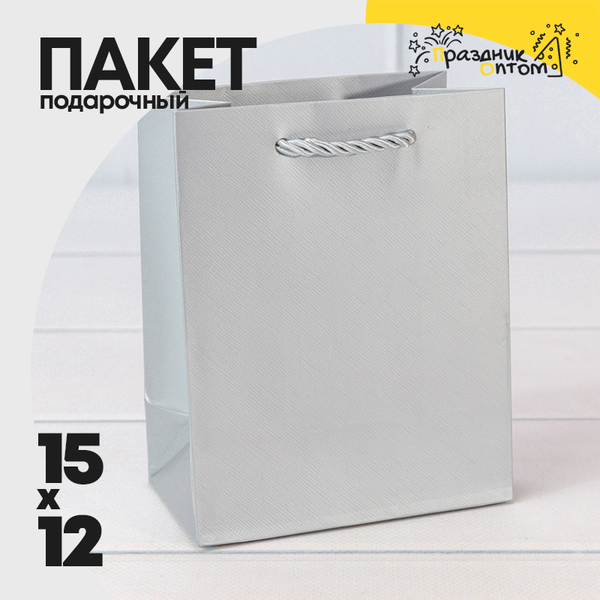 
          Пакет подарочный 12х15х7см Фигуры и узоры "Фактура" (Серебряный)