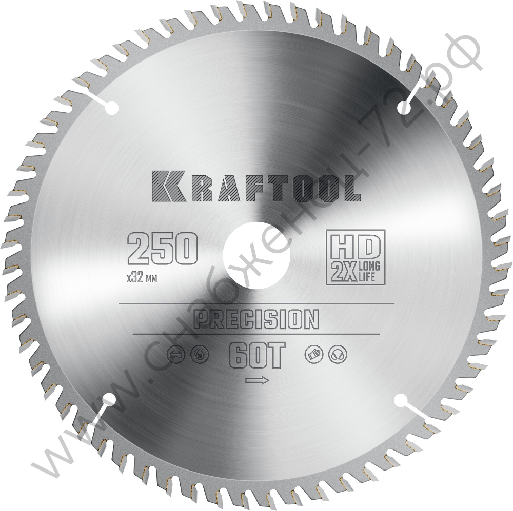 KRAFTOOL PRECISION 250х32мм 60Т, диск пильный по дереву